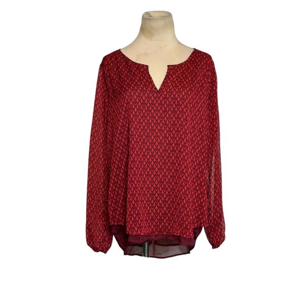 Lucky Brand ref print long sleeved tunic blouse size Medium - Picture 8 of 11